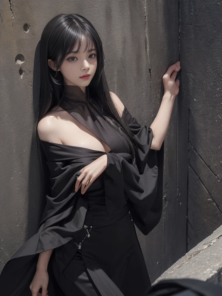 (Best quality, 8k, 32k, Masterpiece, UHD:1.2), JAV, dramatic lighting, Produce an art piece that intricately portrays Junji Ito's iconic character, Tomie, with a unique emphasis on her romantic and seductive beauty intertwined with a profound sense of horror. The composition should be hyper-realistic and cinematic, with impeccable attention to detail in capturing Tomie's allure and unsettling nature. Use dramatic lighting and textures to create an atmosphere that blurs the line between attraction and dread, all while maintaining the distinct style of Junji Ito's works. The result should be a visually striking, emotionally charged piece that immerses viewers in a world of captivating yet terrifying beauty. Body Horror, Monstrous, Monster, Horror, evil,