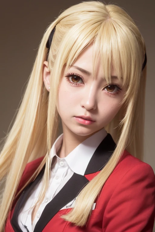 RAW Photos, ((((Extreme beauty portrait))), Anime girl with long blonde hair and red jacket, Long hair blonde anime girl,saotome mary,