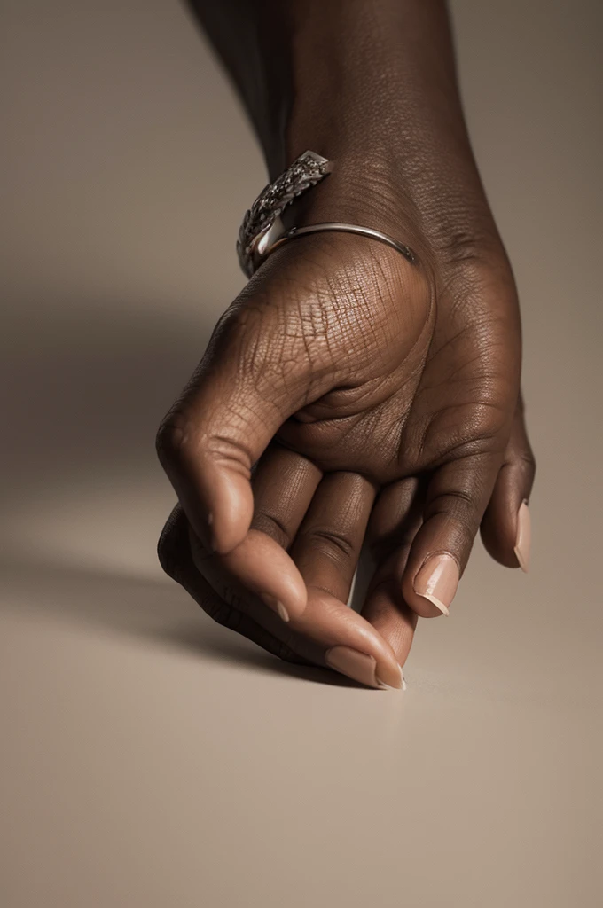 Hands of a black person holding something from the front, realistic drawing
