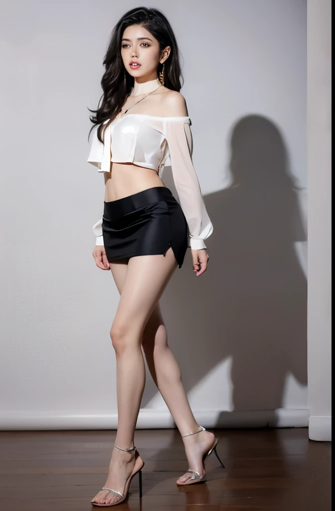 (masterpiece:1.3), (8 thousand, realistic, RAW photos, best quality: 1.4), (1 woman),(sheer silk blouse), (short skirt), (양쪽 다리와 양쪽 발에 realistic 팬티 스타킹), (Stockings on both legs), (Wearing red high heels on both feet with stockings), (full body shot), (standing), (Beautiful makeover), (very beautiful body) , (Realistic and very beautiful face), (long eyelashes), (double eyelid), (Realistic, delicate and very beautiful eyes), (big bust) , (Strong body through exercise), (beautiful abs), (Beautiful heaps), (tall), (such a beautiful body), (black hair. parted, long hair:1.3), (아름다운 parted스타일), (realistic and beautiful skin), (absurd), (attractive), (ultra high resolution), (extremely realistic), (very detailed), (golden ratio), (Two long, realistic and beautiful legs), (realistic 팔), (necklace), (earring),(beautiful nails manicure), (So beautiful and sexy), (perfect secretary look)