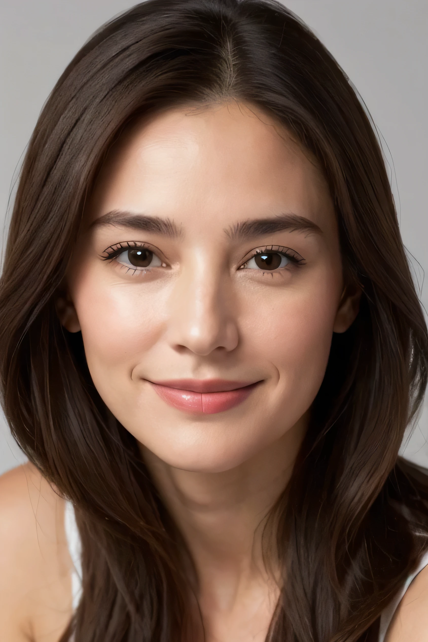 face perfect, of a 45-year-old brunette woman ,Grinning 