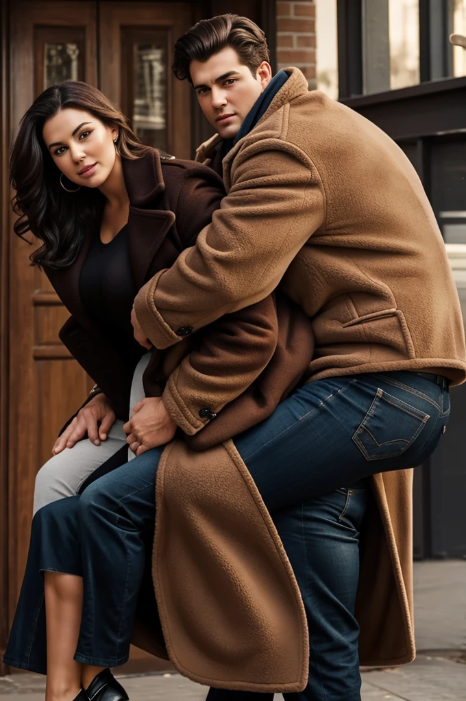 Make a big-ass woman in a teddy coat riding a young man&#39;s cock