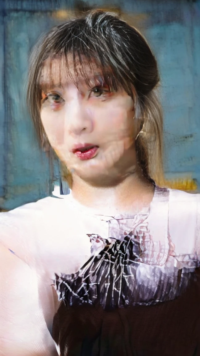 (bestquality,4k,8k,highres,masterpiece:1.2),ultra-detailed,(realistic,photorealistic,photo-realistic:1.37),selfie,(upper body),beautiful Japanese woman,wearing a checkered button-up shirt over a tank top,ample bosom,sad expression,talk room,early summer,cloudy sky,bokeh background