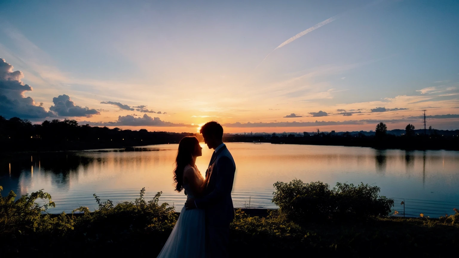 Magic Hour Sky Couple beautiful silhouette romantic Nice views