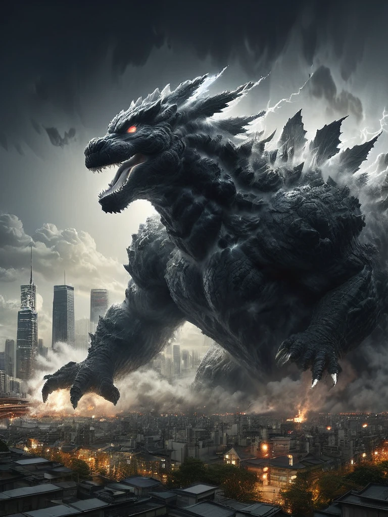 stunning black and white graphite sketch of Godzilla fighting king Ghidora in a Tokyo city, panoramic shot, from The Lord Of The Rings trilogy, in dynamic pose, by Anna Razumovskay, (by Alyssa Monks:1.1), by Joseph Lorusso, by Lilia Alvarado, beautiful lighting, sharp focus, 8k, high res, (pores:0.1), (sweaty: 0.8), Masterpiece, Nikon Z9, Award - winning photograph, --ar 16:9 --style raw --stylize 750 --niji 6, perfect composition, beautiful detailed intricate insanely detailed octane render trending on artstation, 8 k artistic photography, photorealistic concept art, soft natural volumetric lighting, cinematic perfect, wide angle view