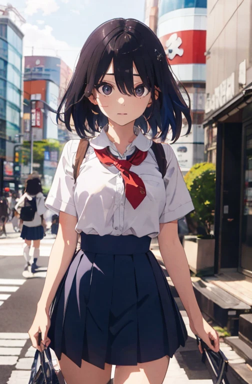 incredibily detailed, absurderes, ultra-highres, ultra detali, best qualityer,
1 girl, standing alone, beautiful hands, perfect hands,
break,
(wearing school uniform),
suprised, gaping mouth, wavy mouth,
cute pose, cowboy shot,
break,
苗条, kawaii, perfect symmetrical face, ultra cute girl, ultra cute face, ultra detailed eyes, ultra detailed hair, ultra cute, ultra beautiful,
from Canon EOS, SIGMA Art Lens 35mm F1.4, Shutter speed ISO 200 2000,
em harajuku, shibuya, Tokyo, Street, crowd, urban landscape,
medium breasts, (neckleace:-1),
break,
(cabelo roxo, blue colored eyes), hair between the eyes