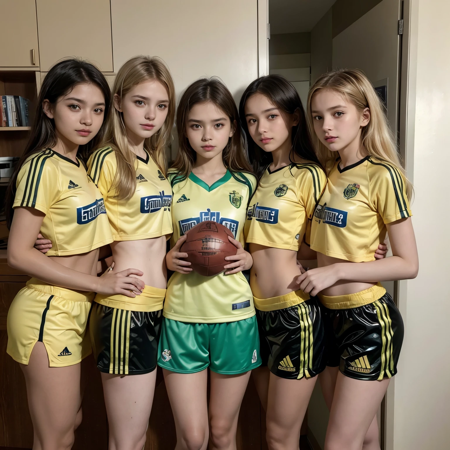 A group of 16 women and teenagers sexy cute big breasts blonde black Asian girls Ana - Beatriz - 14 years old 15 years oldCarolinaars oldEduarda - 16 yeabriela - 16 years oldG- 17 years oldHelena - years oldIsabela - 18 ars oldJúlia - 18 years oldLaura - 19 years oldLuísa - 19 yearsMariana - 14 yearsRafaela - 15 yearsSofia - 16 years old hh quality fair detled green and yeow football team shirt in a row positioned as if taking a photo for a football station