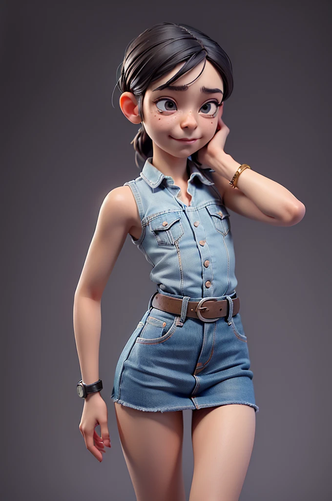 (((((alone))))),(((((masterpiece))))), (((((Best Quality))))),(((((Very detailed))))), finely, Depth of written boundary, Sharp details, Detailed clothing, High resolution,One girl,Beautiful detailed face:), ,(((Slim Body))),(((Small Ass))),(((Denim mini skirt))),(((Wear a belt))),(Wearing a sleeveless collared shirt))),(((Wearing a watch))),(((Sandals))),(((Cowboy Shot))),(((I am going to cry))),(((Monotone background))),((Hiccups:1.5)))