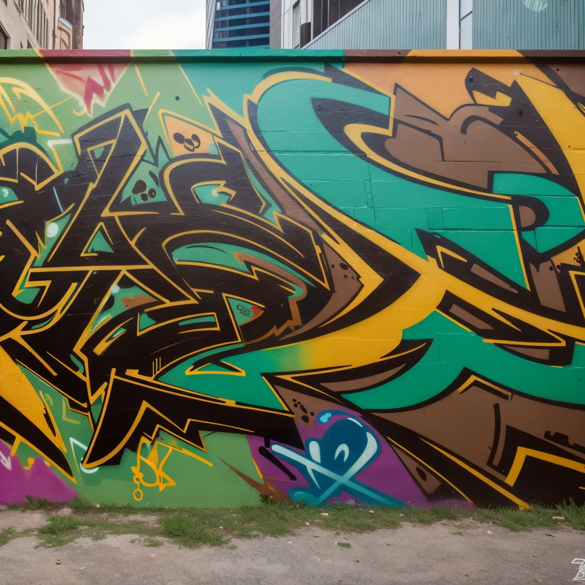 graffiti, abstract, green and and brown