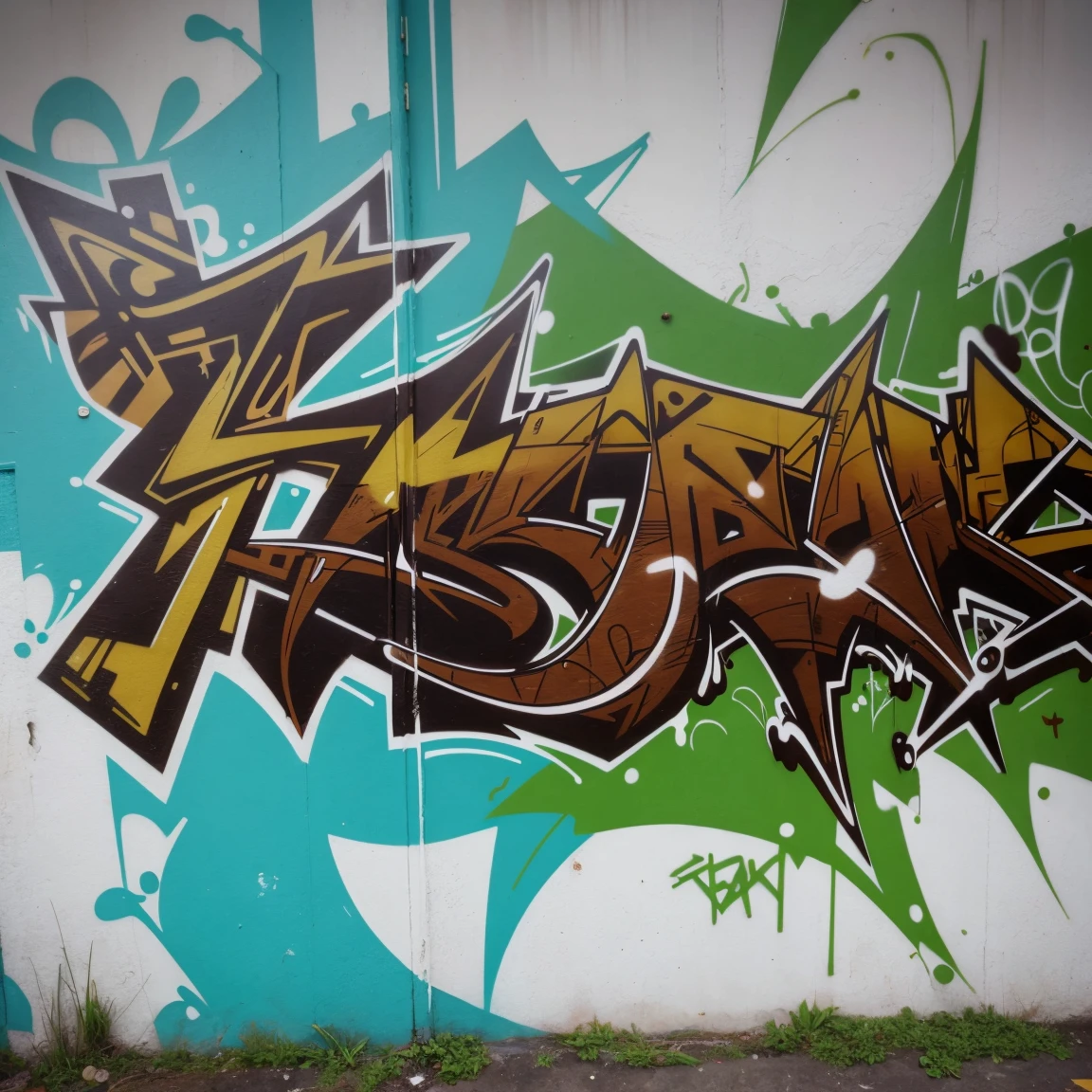 graffiti, abstract, green and and brown