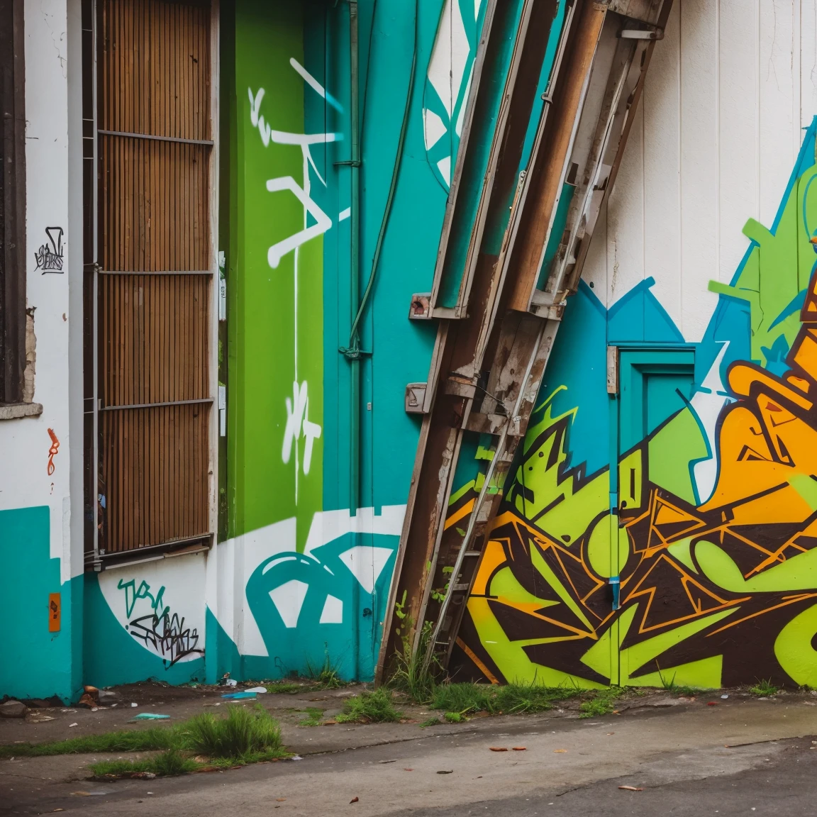 graffiti, abstract, green and and brown