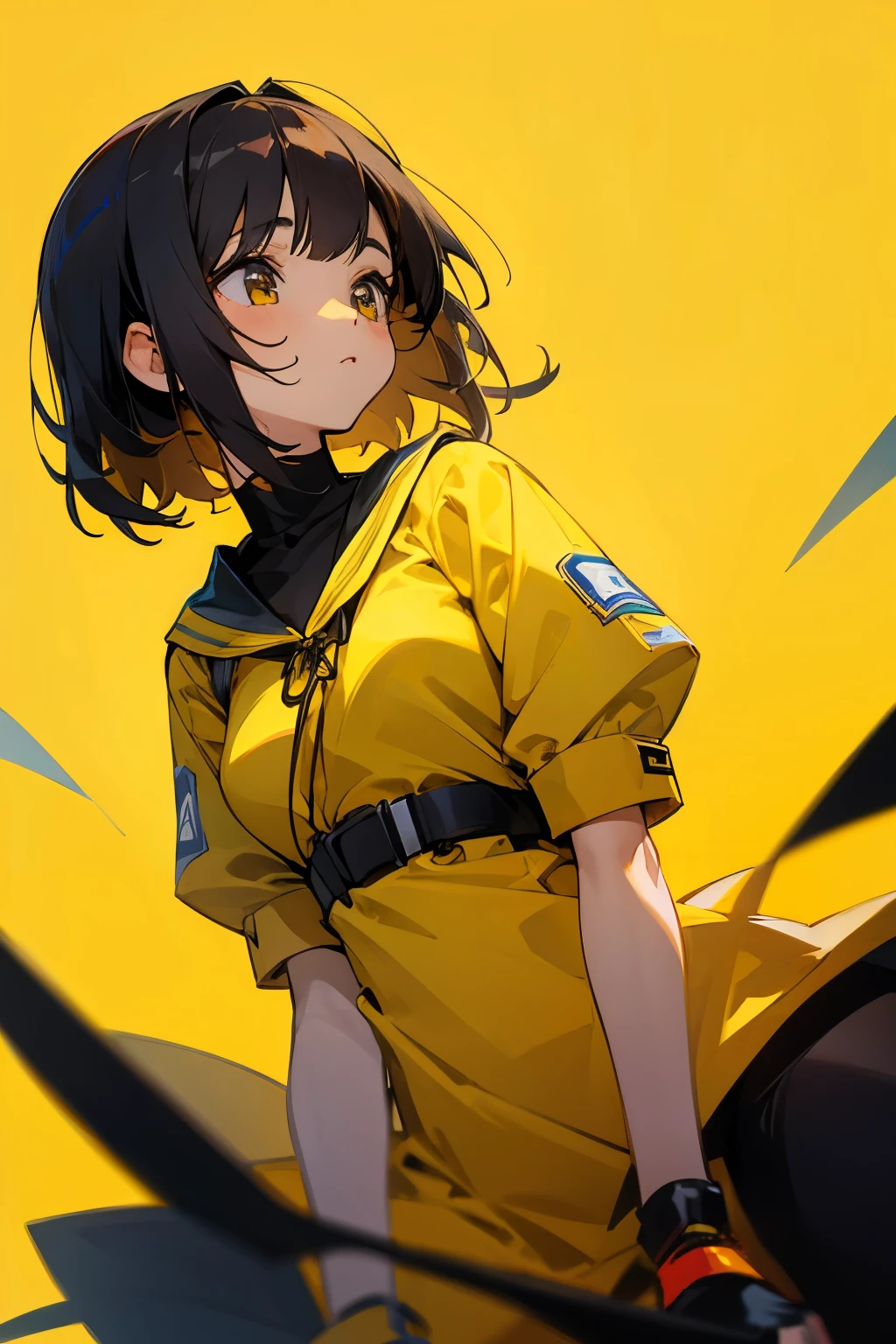 girl、Yellow background