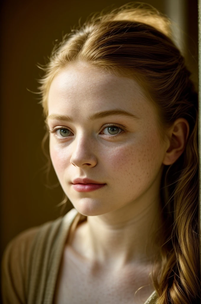 a stunning photo of sks woman smirking, natural lighting, epic character composition, sharp focus, film grain, looking at camera