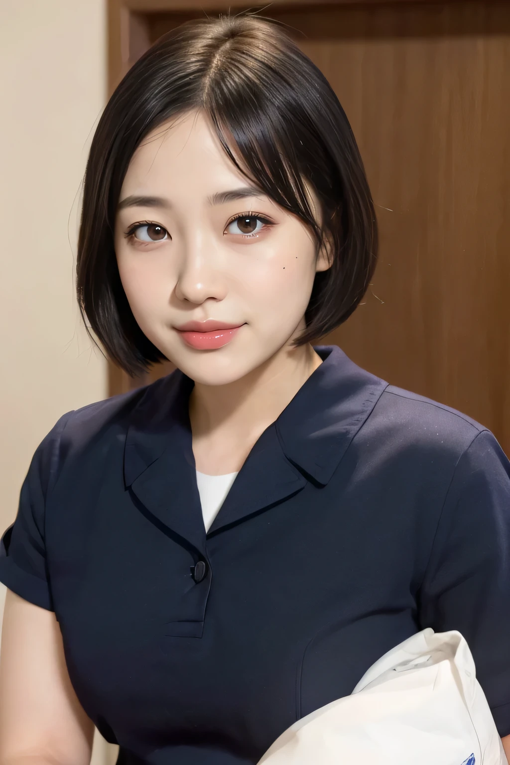 (photorealistic:1.2), 1 young female, (beautiful face:1.2), (頬にそ??す, baby face,:1.5), (no makeup:2.0), (navy color, sailor , Japanese school uniforom:1.3), (full body shot:1.3), break, indoor, classroom, (dynamic angle:1.1), from side, break, photo of young Japanese young female , (14 years old:1.4), detailed pores and skin lines, break, ?????? face, smile, (??? on face:1.2), break, very fine eyes, break, (small breasts:0.5), black eyes, black hair, short cut hair, break, (eyes and faces with detailed:1.0), break, (masterpiece, best quality, ultra detailed, detailed face, 8k), (rim light:1.2)