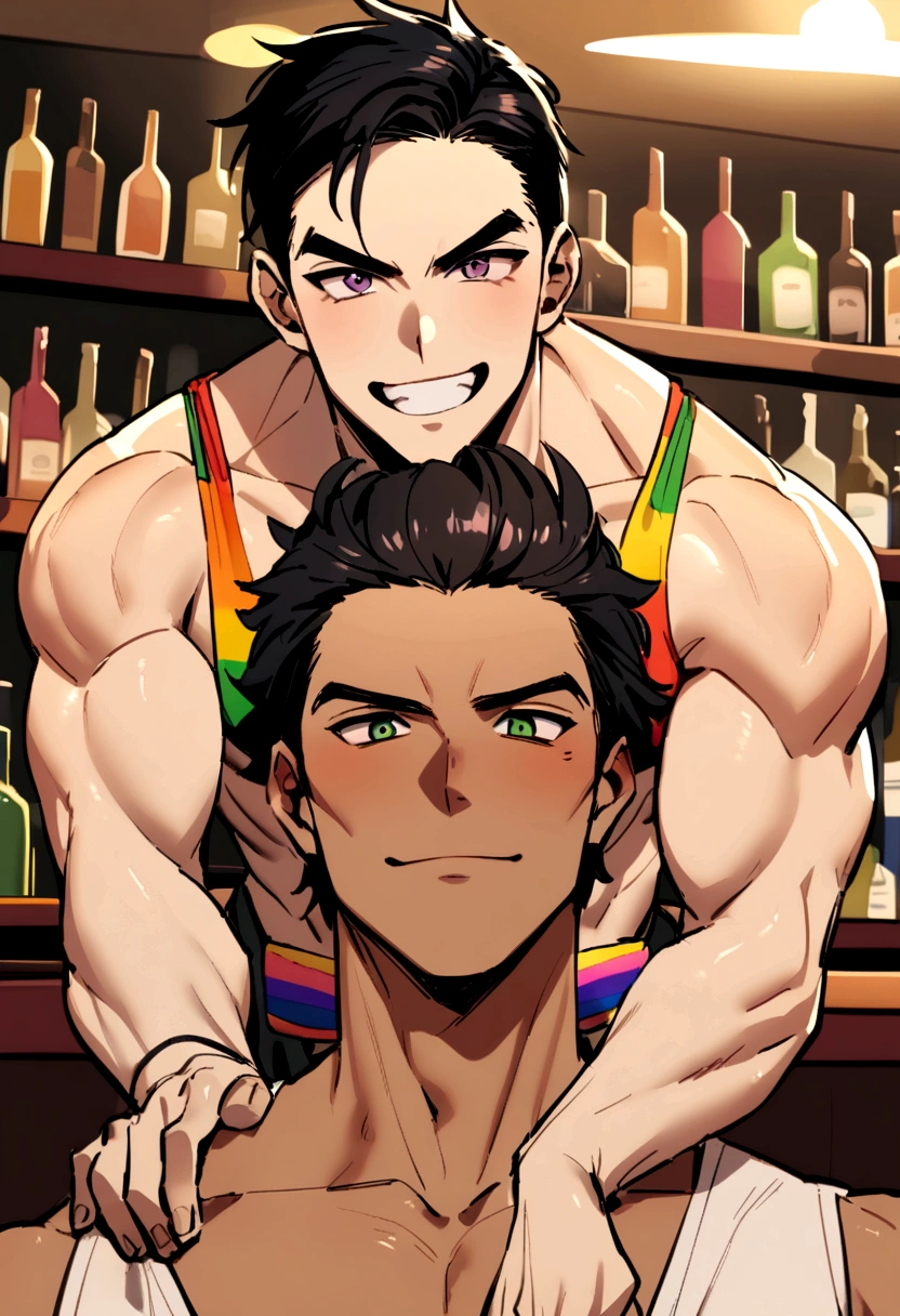 tmasterpiece,Boy in bar with boy in hat, s the perfect face,Sommelier,waitor,Bare ass,hindquarters,Being touched on the ass,showing butt,sin pantalon,pantiess,The wine glass was knocked over,crowd of,over the shoulder view,Fan art,8K,dynamic blur,Storytelling images