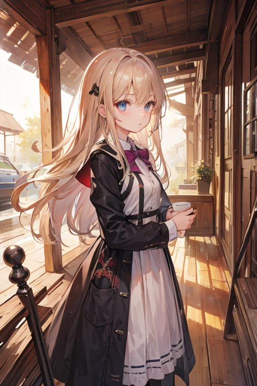 The wooden machine is in the shape of a girl.