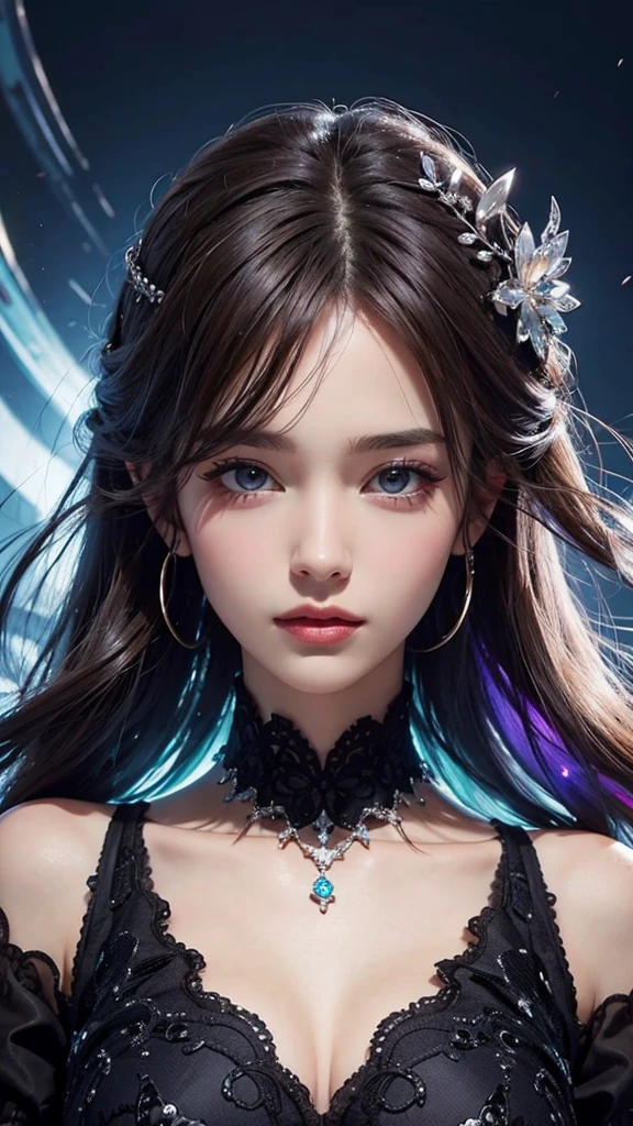 From Side, Photorealistic, Official art, Unity 8k wallpapr, 8K Portrait, Best Quality, Very high resolution, (Incredibly beautiful nature background:1.6), One girl, One beautiful teenage italian girl, sixteen years old, Obscene, (Sexy and glamorous:1.1), (A coquettish expression:1.6), (small breasts with raised pink areolas,,:1.6), Vulgarity, (seductively smiling:1.2), (full body1.0), (erotic posing:1.5), (Magic Attack Pose:1.6),(magical effects like sparkles or energy:1.5), (Electric shock from hands:1.1), (Detailed blue bodysuit with beautiful fractal or marble design:1.5), (Beautiful and d delicate ruby, topaz, emerald and sapphire jewelry:1.45),  Beautiful seductive face, Portrait, (Thick eyebrows:1.2), (Big purple eyes:1.2), Beautiful eyes with fine symmetry, (Ultra detailed eyes:1.4), (High resolution eyes:1.1), Intimate face, (ultra detailed skin texture:1.4), White skin, pale skin, Perfect Anatomy, Thin, (Beautiful toned body:1.1), Hair Bow, (Moist skin:1.1), full of sweat, No makeup, dark circles, Good anatomy, Focus Face, goodlooking, (Emilia Clark:0.6)  (Emma watson:0.3),(Jennifer Connelly:0.4), (sensual face:1.5), Elegant face, Nice, Dolce, Cyberpunk Sci-Fi, (Gauntlets with intricate and beautiful designs:1.2), Blurred background, Blurred foreground, depth of fields, (Motion Blur:1.1), Complex and colorful biomechanical bodysuit, Zentangle, mandalas, Entangled,  (Small breasts:1.2), Sheer breast, (Beautiful :1.2), (NSFW:1.2), large hips, drivel,  Juice stain, grabbing on breasts