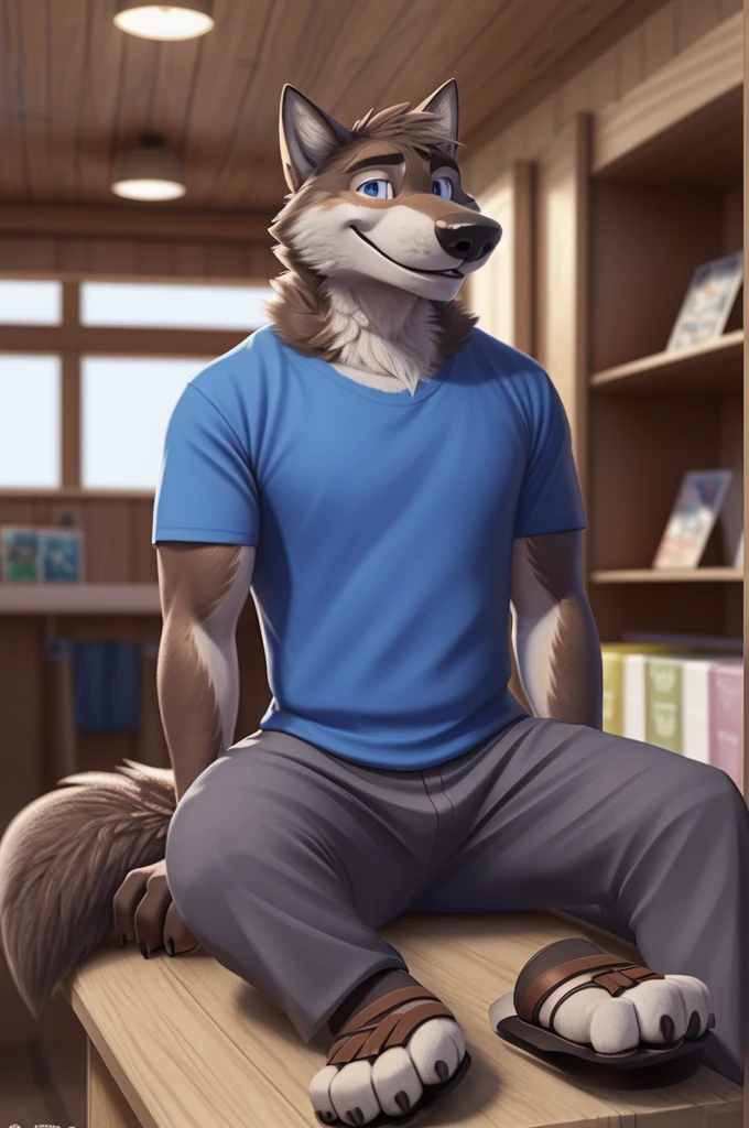 owen lorelei, muscular male, purple eyes, smile, (pose:1.3), (posing:1.3), (soft shading), 4k, hi res, ((detailed face(mad), detailed)), ((full body))), by zackarry911, by zaush, (by personalami:0.5), jacket, brown jacket, white sleeves, bottomless, NSFW, big long penis,((5 inch long)),((25 inch wide)), big balls,POV