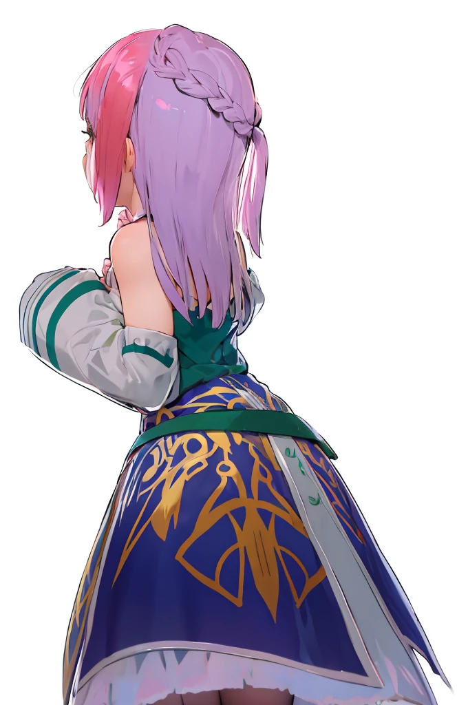 beautiful girl,Back view,Braid,ponytail,dress,skirt,look up,4K,8K,Highest quality