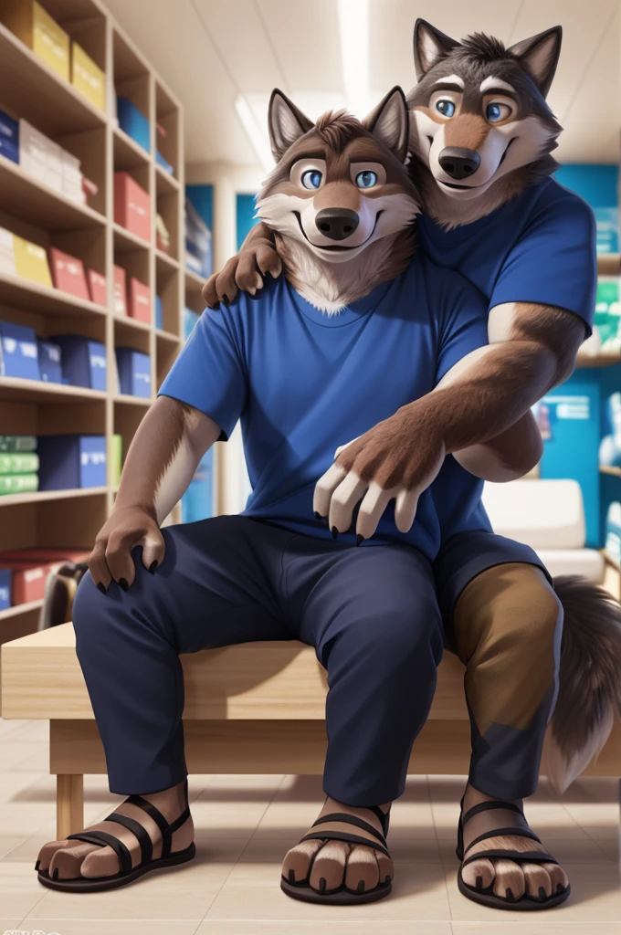 4k, high resolution, best quality, perfect colors, perfect shadows, perfect lighting, posted on e621, (by Chunie), male, furry, Wolf anthro, macro growth sitting on the floor difference fullbody embarrassed face head and hand touching the ceiling Duo, Slim body, eyes, (Realistic eye details 1.2), sitting on the floor with friends, wearing shirt and shorts, abs, dramatic lighting, soft lighting, day, highly detail, Hair coiled, glare, delight, Abstract beauty, centre, nearing perfection, Dynamic, highly  detailed, Liso, sharp focus, 8K, A high resolution, illustration,  (duo), (focus on full body) touching handjob big penis big animal penis big canine penis cumshot hard on body red blush on the cheek  moaning face focus on paws ,extremely detailed body detailed face detailed paws 