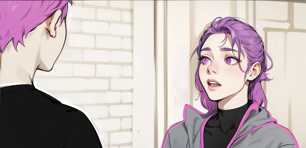 cute 18 year old woman purple hair purple eyes