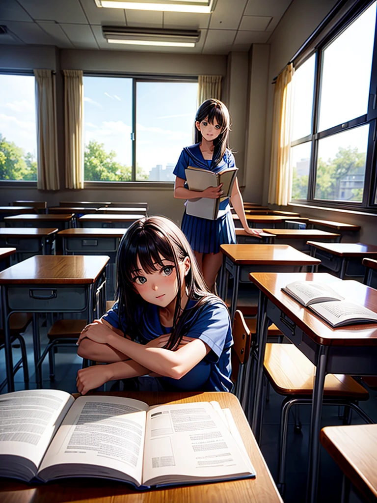 Highest quality,Highest Resolution,Students studying in a school classroom,