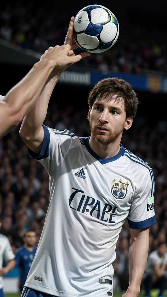 Messi wearing the Corinthians shirt playing with Pelé 