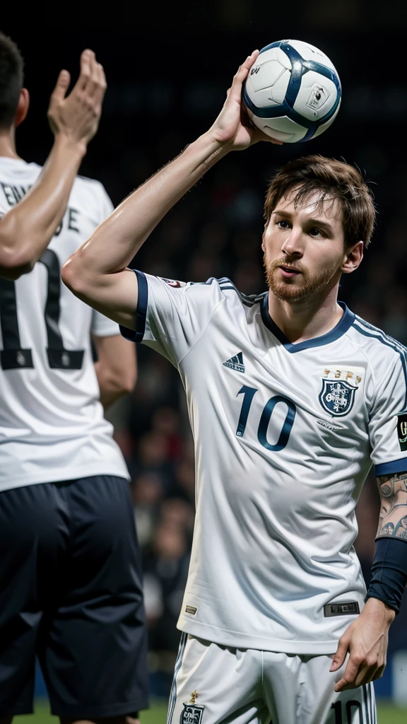 Messi wearing the Corinthians shirt playing with Pelé