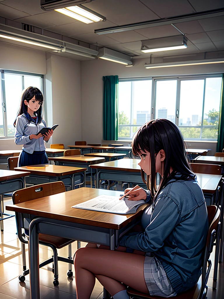 Highest quality,Highest Resolution,Students studying in a school classroom,