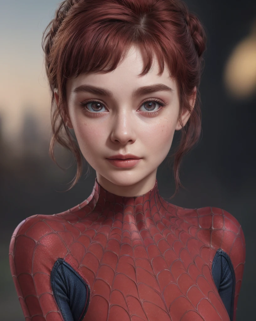 (1girl:1.3), Solo, (((Very detailed face)))), ((Very detailed eyes and face)))), Beautiful detail eyes, Body parts__, Official art, Unified 8k wallpaper, Super detailed, beautiful and beautiful, beautiful, masterpiece, best quality, original, masterpiece, super fine photo, best quality, super high resolution, realistic realism, sunlight, full body portrait, amazing beauty, dynamic pose, delicate face, vibrant eyes, (from the front), She wears Spider-Man suit, red and black color scheme, spider, very detailed city roof background, rooftop, overlooking the city, detailed face, detailed complex busy background, messy, gorgeous, milky white, highly detailed skin, realistic skin details, visible pores, clear focus, volumetric fog, 8k uhd, DSLR, high quality, film grain, fair skin, photo realism, lomography, futuristic dystopian megalopolis, translucent