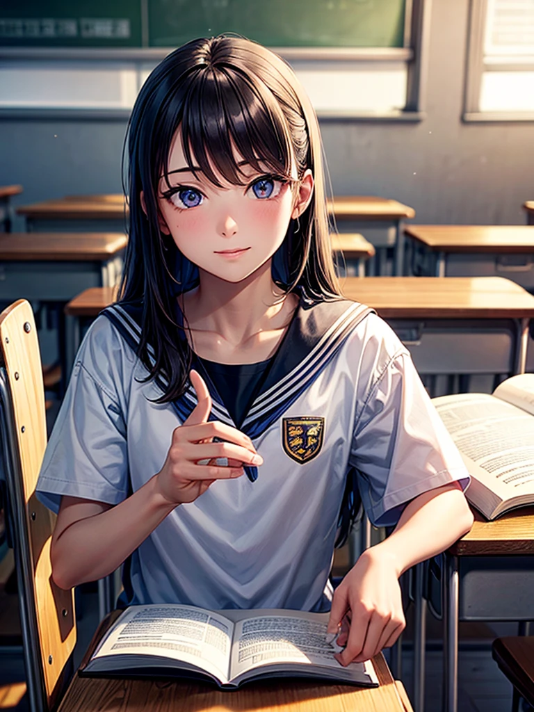 Highest quality,Highest Resolution,Male student studying in a school classroom,