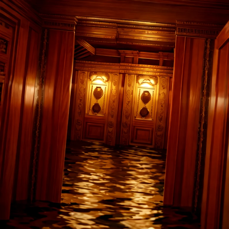(masterpiece, best quality:1.2), (masterpiece, best quality:1.2), In ship, Cabin room, Titanic, Flooding, Sinking,