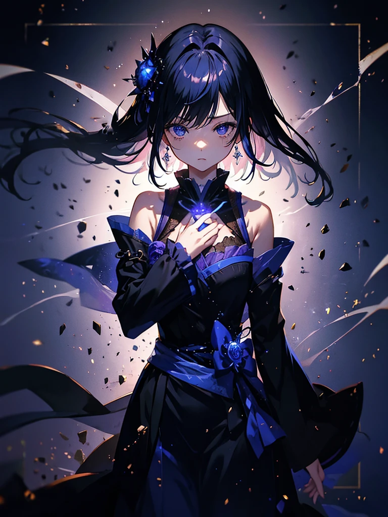 セクシーなドレスを着ています、エッチです、25-year-old girl、Rune background、black magician、Wearing a black robe、mesmerize、cute woman、Elegant hairstyle、indigo hair color、Slightly shorter hair、blue eyes、look at the viewer、masterpiece、Best image、