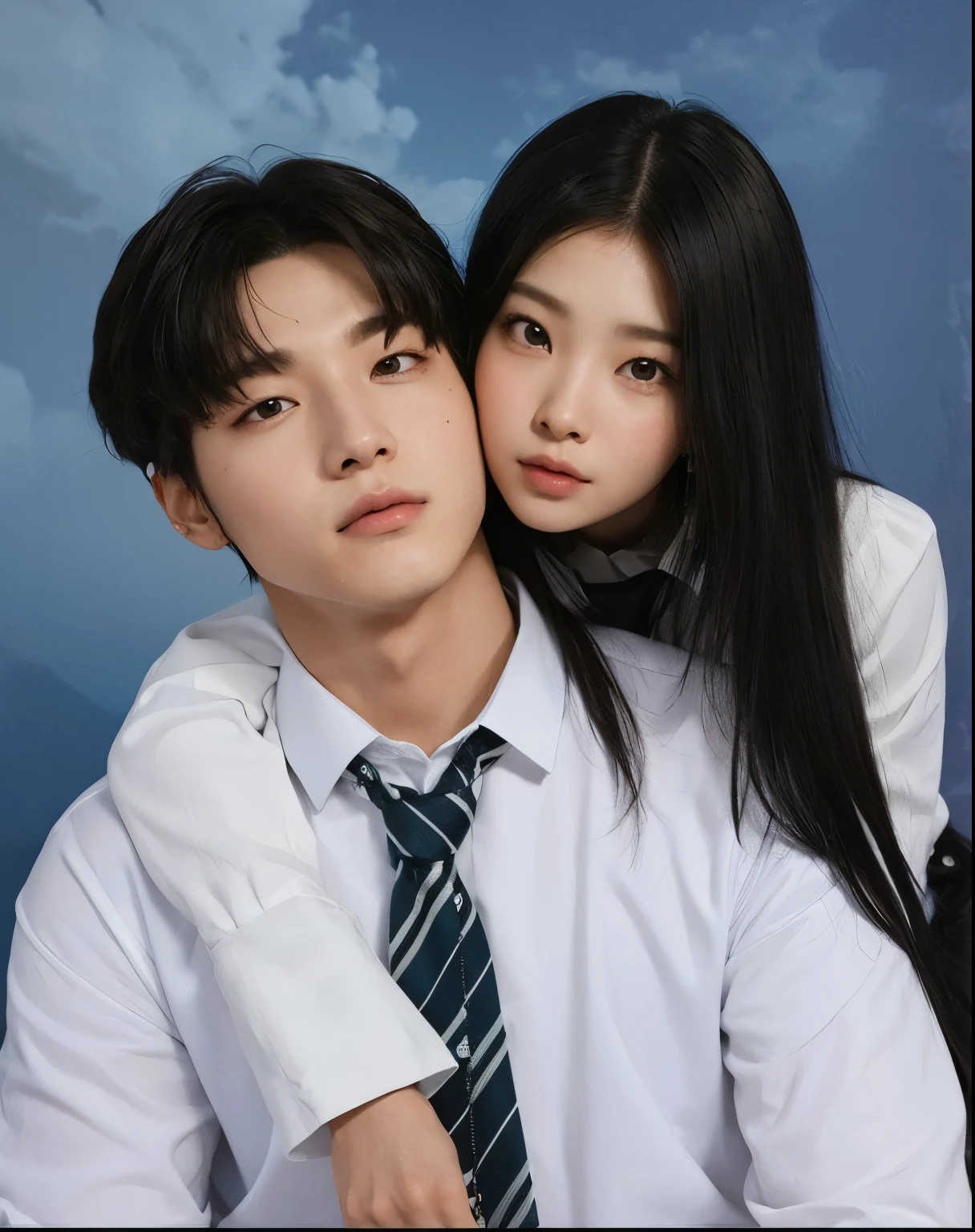 A couple posing for a photo, Jennie Kim, latina, rosto perfeito e jungkook bts rosto perfeito