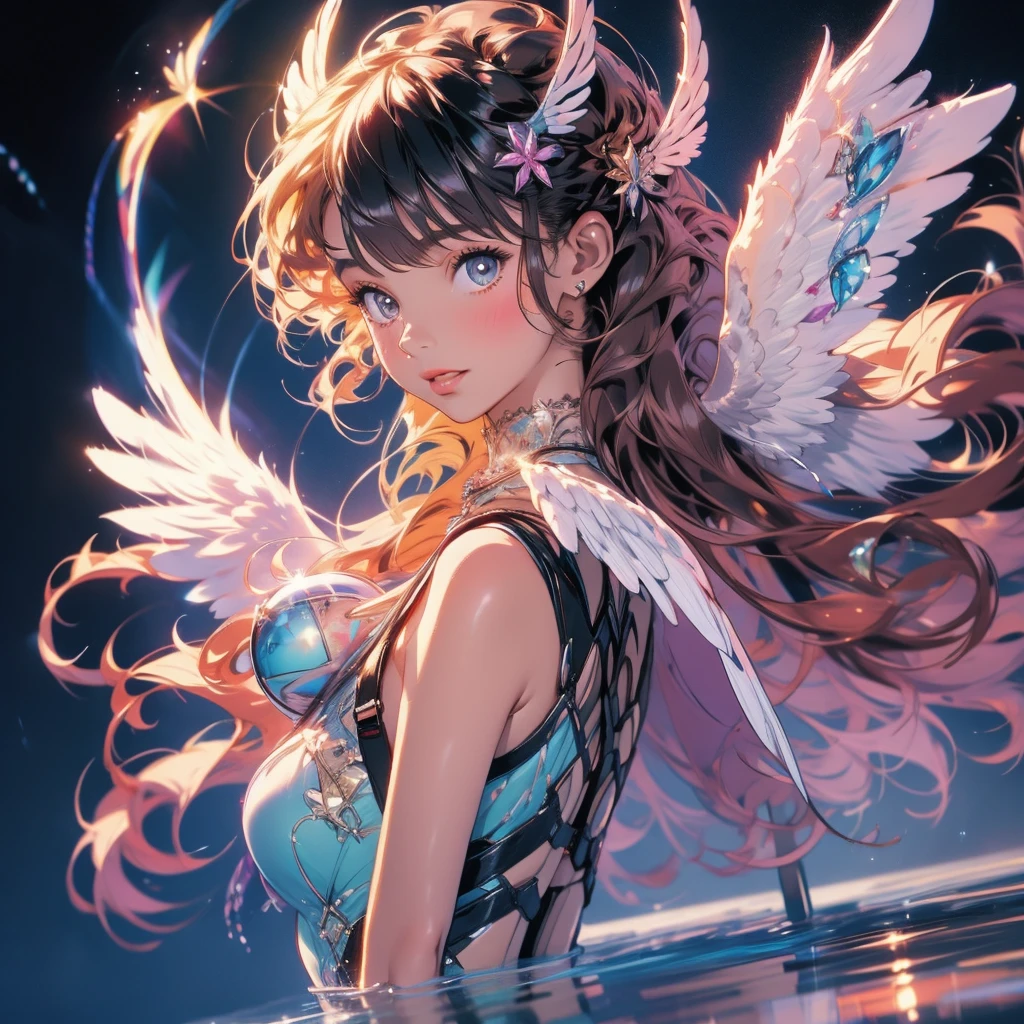 angel wings magic spells.floating,girl((adult))