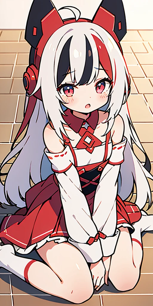 outfit-TMP, 1girl, solo, long hair, tail, blush, looking at viewer, open mouth, bangs,red sleeves,headgear,
closed_mouth from, outfit-TMP, bare shoulders, streaked_hair, masterpiece, best_quality, clear details,1girl, (wariza on_floor), sex, vagina,