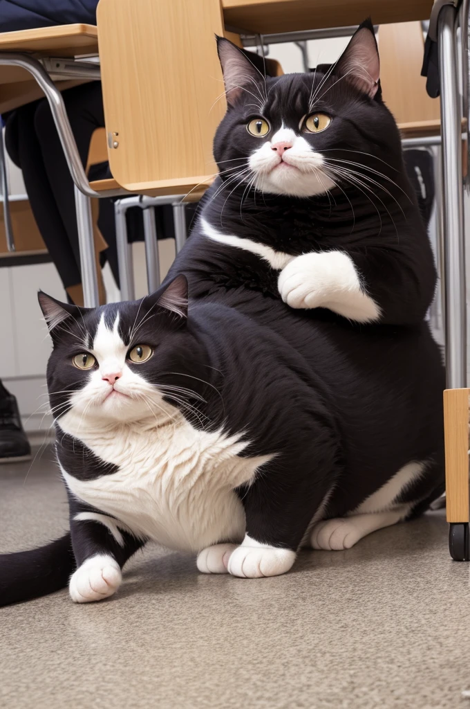 Fat cat at school