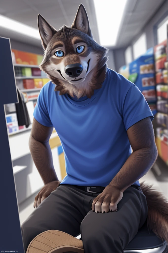 Larry (Zveropolis), wolf, Gray Fur, (brown body:1.3), beautiful blue eyes, Zveropolis, dressed, t-shirt,trousers,women's sandals with thick soles, observant,wolf, detailed fur, male, second, paw pads, finger claws, viewer, 5 fingers, paws, 4 toes,holding sandals,
BREAK from nextel, for dating, by xenoforge, (difficult, high detail,digital photography, soft focus, RAW, close to the camera, smile, positive, Good, mood, Houses, смотрит на viewer, очень close to the camera, in the shop,sandals sit on straps,
Photorealism, realistic, photorealistic,digital style, Subsurface scattering,очень close to the camera кольцо на пальце руки,
masterpiece, Best quality, ultra realistic, 8 thousand.)