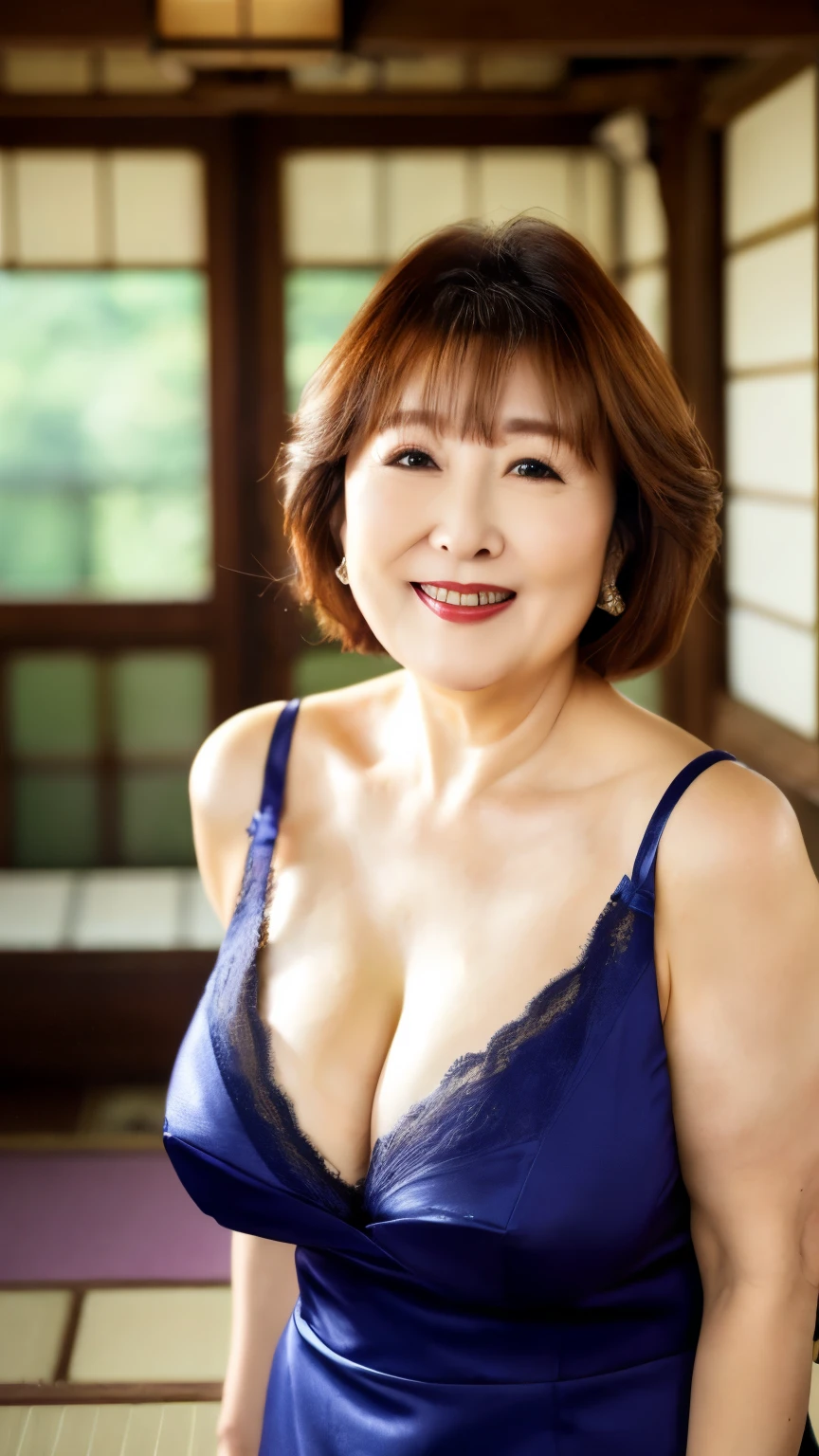 - ((Old House、room、Mature and beautiful woman in Japan：1.8、housewife))
- 72 years old - Elderly woman - Name:Harumi Kawanaka - Calm - (Are fat:1.7)
- Smiling happily - Beautiful MILF（Mother I Like To Friend）- Curvy figure - Staring at the viewer - Wearing colorful and stylish lingerie - Photorealistic - （Ultra-high resolution）
- Half body - Walking pose - Realistic texture - Realistic texture - （Large Breasts：1.3）
- Top quality - Detailed eyes - Black hair - Bangs - Double eyelids