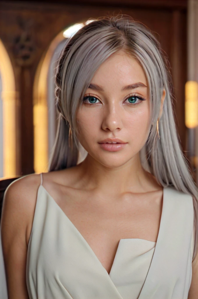 èŠ™èŽdryè“®,One girl,alone,Fairy,Gray Hair,灰colorの髪の毛,earriSleeveless dress,White Dress,Sleeveless dress,Bare shoulders,clavicle,ngs,Pointed Ears,Long Hair,ponytail,Green Eyes,Twin tails,Parted bangs,Thick eyebrows,Browsing Caution,Small breasts,Cleavage,Browsing Caution, 20-year-old,young woman,beautiful指,beautiful長い脚,beautiful体,beautiful鼻,beautifulキャラクターデザイン, Perfect Eyes, perfect face,Expressive eyes,Sitting in a chair,Spreading her legs,面積のnarrowパンティが見えている,
View your viewers,
Official Art,非常に詳細な CG ユニティ 8K 壁紙, Perfect lighting,colorful, bright_front_face_Lighting,Shiny skin, 
(masterpiece:1.0),(Highest_quality:1.0), 超High resolution,4K,Super detailed,
photograph, 8K, High resolution, High resolution, Absurd:1.2, 400 for Kodak Port, Film Grain, Blurred Background, Bokeh:1.2, Lens flare, (Vibrant_color:1.2), (beautiful_face:1.5),(narrow_Waist), ,Browsing Caution,, Amazing visuals, High resolution,masterpiece,Highest quality,