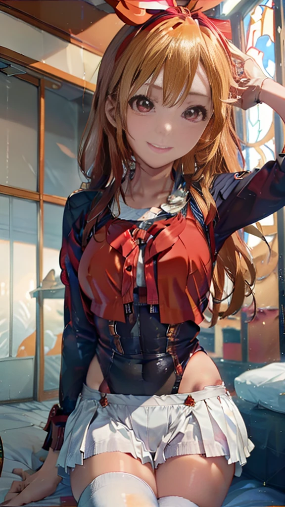 (俯瞰figure),Dynamic Angle,Super detailed, figure, close, Straight, One girl, 
 ((Soryu Asuka Langley, Interface Headset, Red bodysuit:1.4, blonde)),Her eyes shone like dream-like stars,(Glowing Eyes:1.233),(Beautiful and detailed:1.1),(Expressionless),(Are standing), Final Spell（prompt）
(masterpiece, Highest quality, Ultra-high resolution, Perfect Anatomy, Very detailed),
break,
One girl,
,
Red eyes,
Twin tails,
Blonde,
big ribbon in hair,
Idol Costumes,
break,
(Pointing),
(Full Face),
Close one eye,
(Open your mouth),
Glowing Eyes,
smile,
Stage lighting,
(In a white spaceship、Mechanic room with tools and spaceship window),wariza,
(night:1.2),dream-like, [[Delicate fingers and hands:0.55]::0.85],(Finger details),