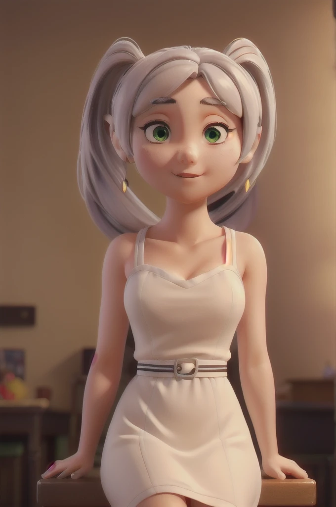 èŠ™èŽdryè“®,One girl,alone,Fairy,Gray Hair,灰colorの髪の毛,earriSleeveless dress,White Dress,Sleeveless dress,Bare shoulders,clavicle,ngs,Pointed Ears,Long Hair,ponytail,Green Eyes,Twin tails,Parted bangs,Thick eyebrows,Browsing Caution,Small breasts,Cleavage,Browsing Caution, 20-year-old,young woman,beautiful指,beautiful長い脚,beautiful体,beautiful鼻,beautifulキャラクターデザイン, Perfect Eyes, perfect face,Expressive eyes,Sitting in a chair,Spreading her legs,Panties are visible,
View your viewers,
Official Art,非常に詳細な CG ユニティ 8K 壁紙, Perfect lighting,colorful, bright_front_face_Lighting,Shiny skin, 
(masterpiece:1.0),(Highest_quality:1.0), 超High resolution,4K,Super detailed,
photograph, 8K, High resolution, High resolution, Absurd:1.2, 400 for Kodak Port, Film Grain, Blurred Background, Bokeh:1.2, Lens flare, (Vibrant_color:1.2), (beautiful_face:1.5),(narrow_Waist), ,Browsing Caution,, Amazing visuals, High resolution,masterpiece,Highest quality,