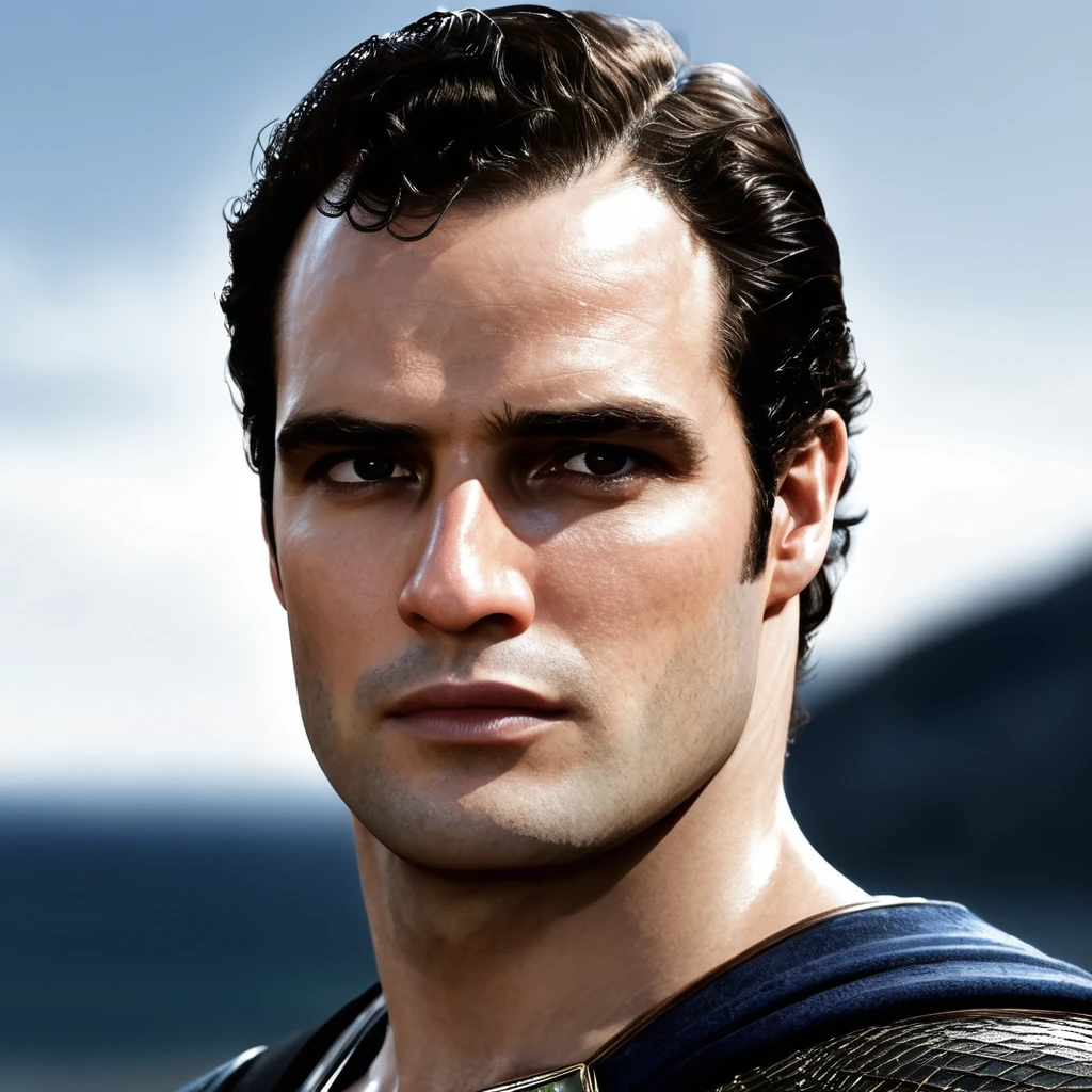 A photorealistic portrait of a Henry Cavill final fantasy style