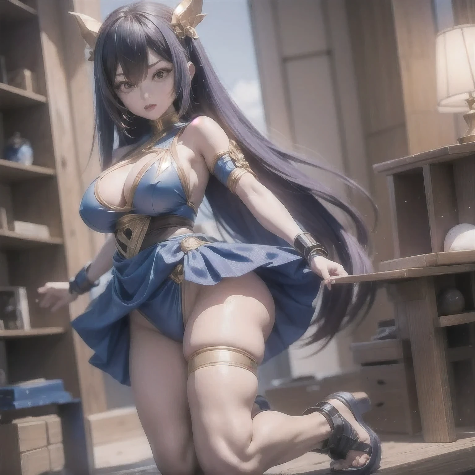 araffed woman in a blue and gold outfit posing for a picture, biomechanical oppai, 8k octae render photo, giant stunning goddess shot, anime goddess, granblue fantasy, 8k artgerm bokeh, sfw version, ayaka game genshin impact, ayaka genshin impact, wlop and artgerm(masterpiece, best quality:1.2), 1girl, solo,Modern woman in blue and gold outfit posing for camera, The Opai of Biomechanics, 8k Octave Rendering Photo, giant stunning goddess shot, Anime Goddess, granblue fantasy, 8k Artistic German Bokeh, SFW version, Ayaka Game Genshin Impact, Ayaka Genshin Impact, wlop and artgerm