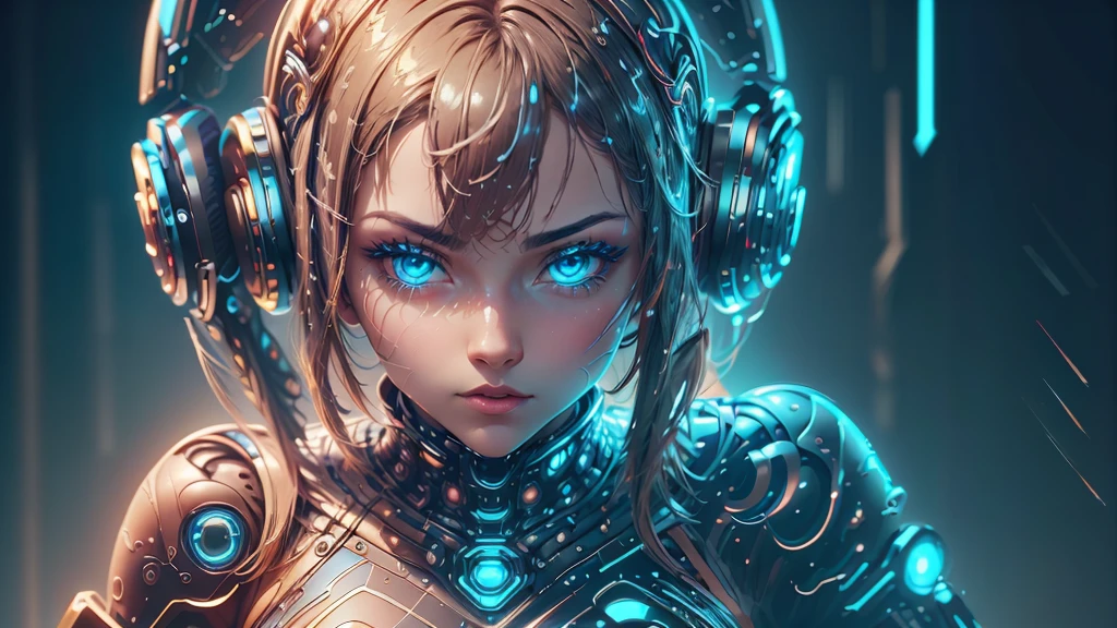 a close up of a woman DJ.  in a futuristic outfit with headphones on, cyber school girl, cyber suit, perfect android girl, cybersuit, cute cyborg girl, cyborg girl, cyber universe style, cybersuits, ig model | artgerm, oppai cyberpunk, cyberpunk anime girl, android heroine, cyborg - girl, female cyberpunk anime girl, robot girl