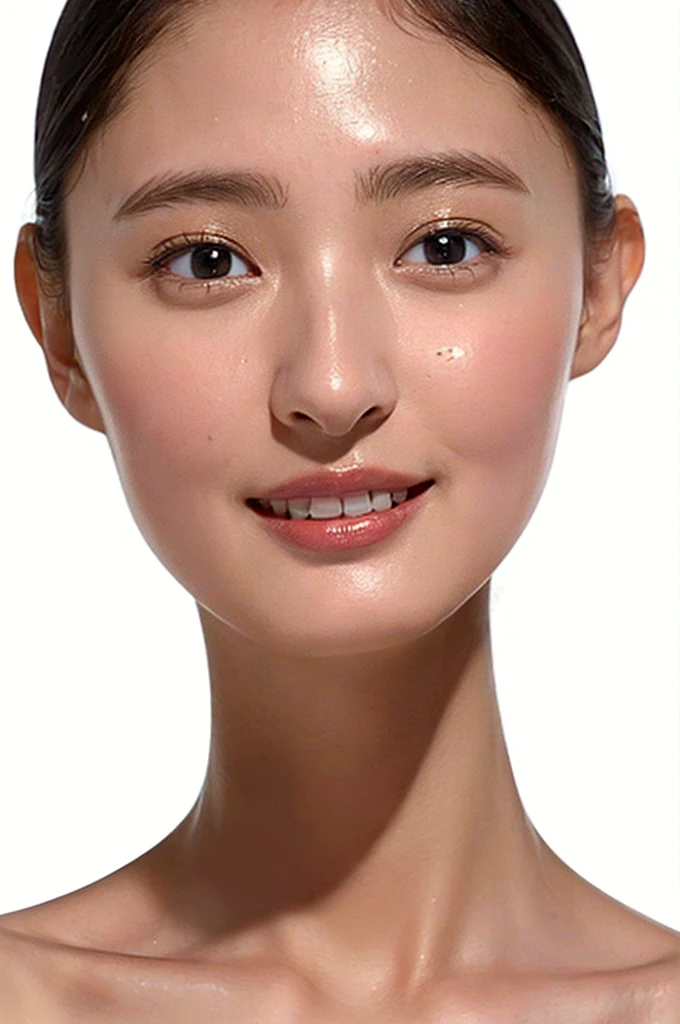 SeaArt Bot Variations 13:44:05 ((Masterpiece, Best Quality, High Definition)), 1 Girl, (Photorealistic: 1.4), Solo, White Background, Pure White Background, Mouth Closed, Happy Smile, Happy Smile, Pretty Black Hair, Short Hair, Big Eyes, Clear Double Eyelids, Eyelashes, Ears Out, Long Neck, Absolute Area, Skirt, ((Face Close-Up) ), (draw all head, shoulders), 19 years old, attractive proportions, shiny skin, clean collarbone, face in golden proportions, perfect face, tearful mole, mole on chest, bangs, clean bangs, lip gloss, thin lips, white skin, naked, big breasts