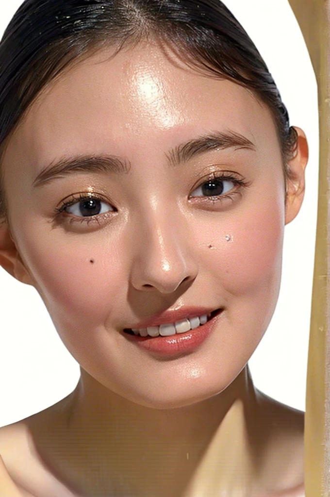 SeaArt Bot Variations 13:44:05 ((Masterpiece, Best Quality, High Definition)), 1 Girl, (Photorealistic: 1.4), Solo, White Background, Pure White Background, Mouth Closed, Happy Smile, Happy Smile, Pretty Black Hair, Short Hair, Big Eyes, Clear Double Eyelids, Eyelashes, Ears Out, Long Neck, Absolute Area, Skirt, ((Face Close-Up) ), (draw all head, shoulders), 19 years old, attractive proportions, shiny skin, clean collarbone, face in golden proportions, perfect face, tearful mole, mole on chest, bangs, clean bangs, lip gloss, thin lips, white skin, naked, big breasts