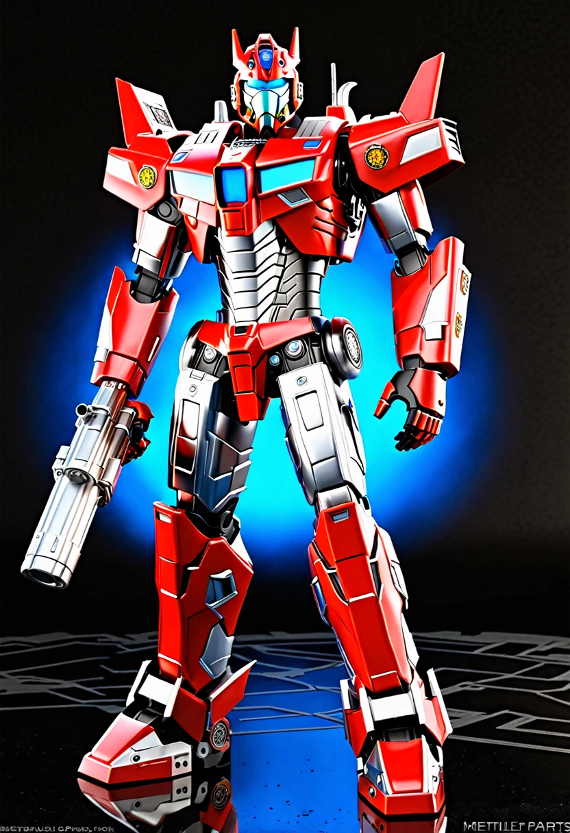 Create a realistic Sentinel Prime image with chrome parts and numerous detailed parts. It should look robust and magnificent, with a detailed background and professional lighting. Sentinel Prime must have small, squinting blue eyes, plus an expressive look with metallic lips and nose. Include a firefighter&#39;s locket and a red helmet typical of a firefighter. Your pieces should be predominantly red, with the bust incorporating elements of a fire truck. The image must be full body, showing your broad shoulders, arms and body with characteristics of a fire truck. Also add firefighter icons: 🚒⛑️👩‍🚒.