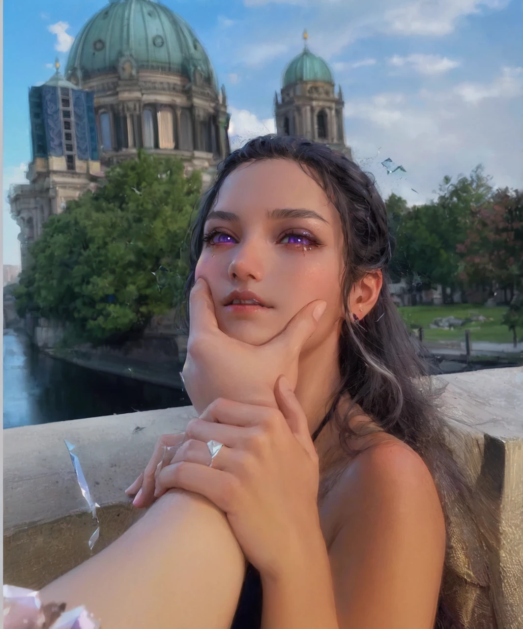 (masterpiece, best quality, ultra-detailed, best shadow), (detailed background,dark fantasy), (beautiful detailed face), high contrast, (best illumination, an extremely delicate and beautiful), ((cinematic light)), colorful, hyper detail, dramatic light, intricate details, (1girl, solo,white hair, sharp face,purple eyes, hair between eyes,dynamic angle), blood splatter, swirling black light around the character, depth of field,black light particles,(broken glass)