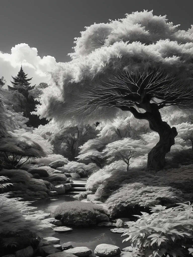 stunning black and white graphite sketch of Japanese teples in a Japanese garden, panoramic shot, in dynamic pose, by Anna Razumovskay, (by Alyssa Monks:1.1), by Joseph Lorusso, by Lilia Alvarado, beautiful lighting, sharp focus, 8k, high res, (pores:0.1), (sweaty:0.8), Masterpiece, Nikon Z9, Award - winning photograph, --ar 16:9 --style raw --stylize 750 --niji 6, perfect composition, beautiful detailed intricate insanely de